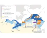 Karte der Windparks an der Ostsee mit Netzanschlusspunkten und Korridoren.
